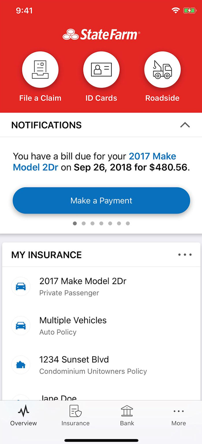 State Farm Mobile App Screen